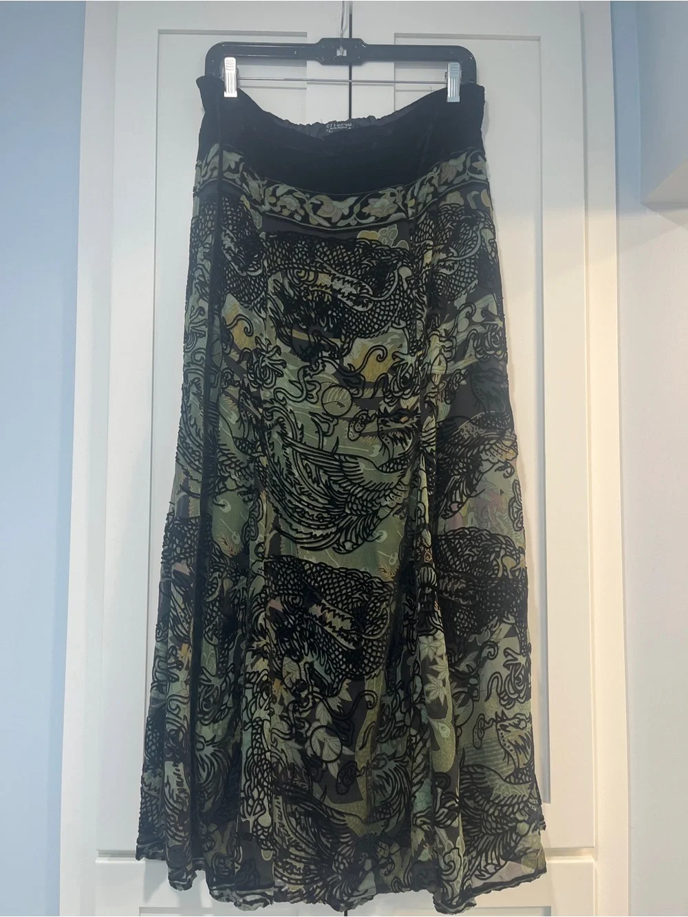 VTG Citron Santa Monica Silk Blend Devore Velvet Burnout Duster Skirt Set